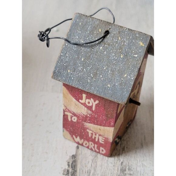 Mini birdhouse Angel cherub Joy to the World ornament Xmas decor - Picture 2 of 5